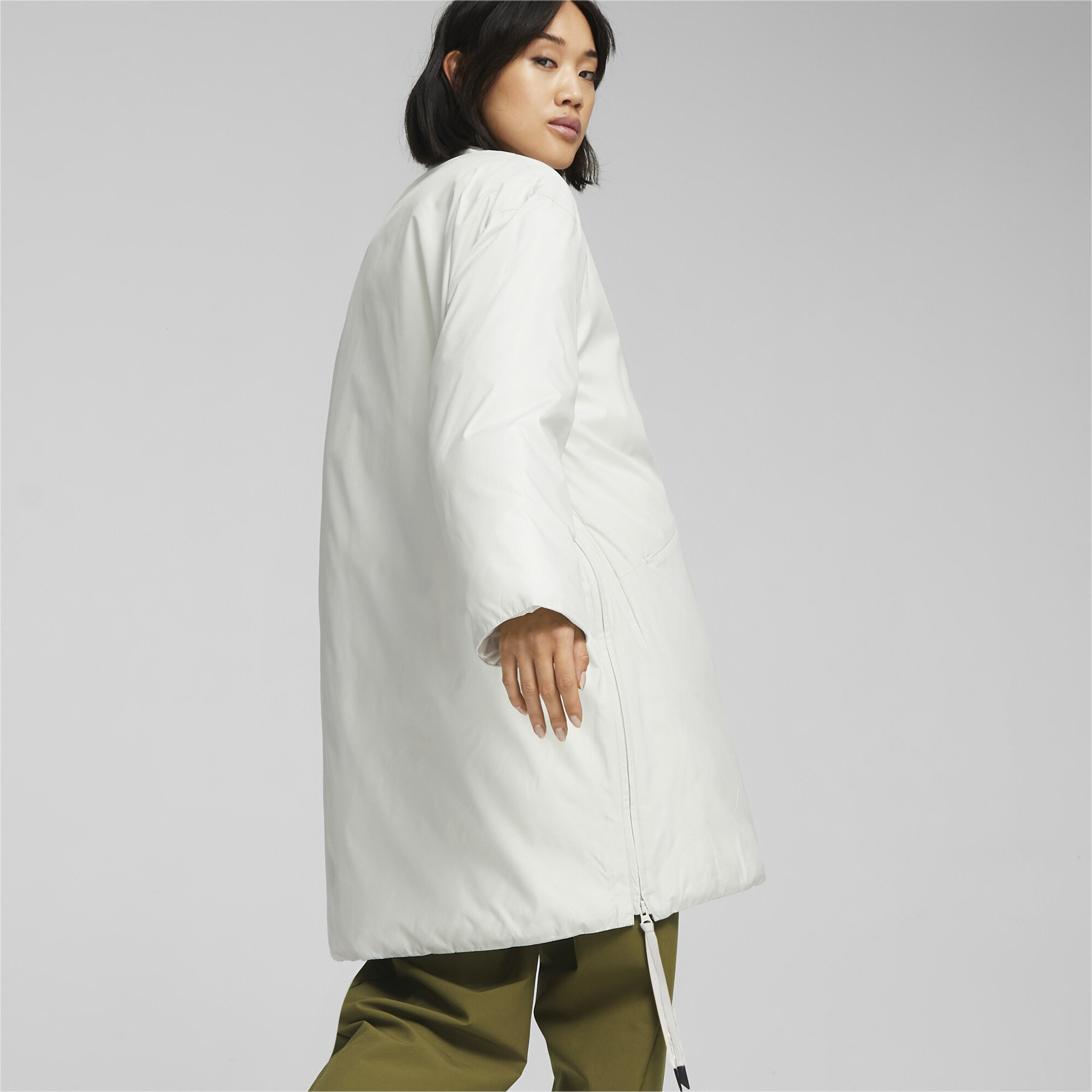 Women's PUMA YONA Puffer Jacket In Gray, Size Medium