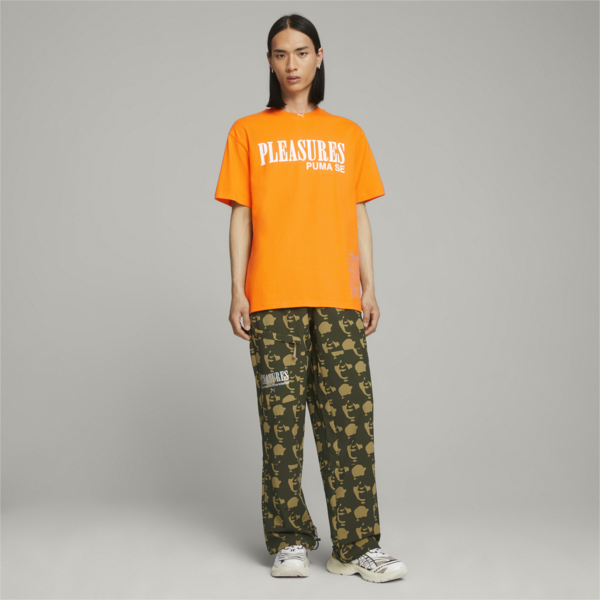 PUMA x PLEASURES Men's Tee, Orange Glo, large-ZAF