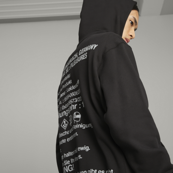 PUMA x PLEASURES Men's Hoodie, PUMA Black, large-ZAF