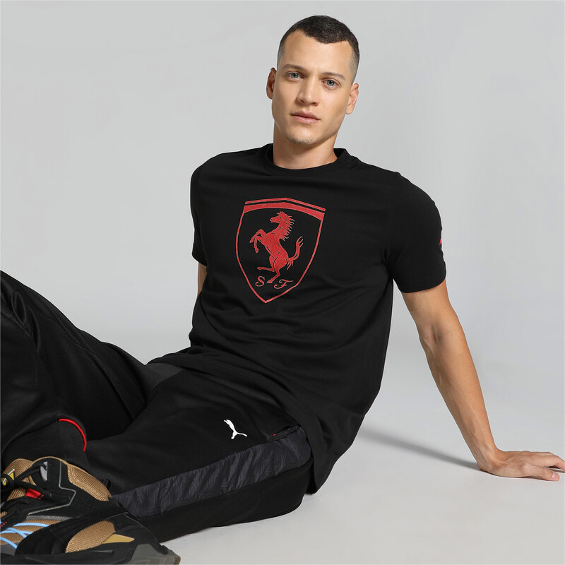 Men's PUMA Scuderia Ferrari Race Big Shield T-shirt in Black size S