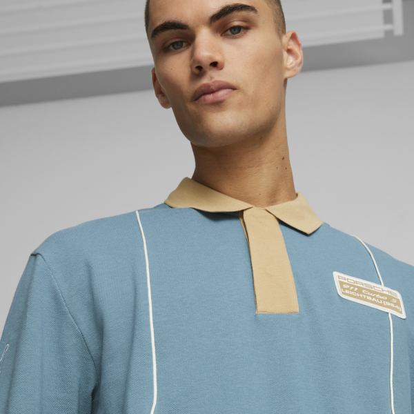Porsche Legacy Statement Long Sleeve Polo, Bold Blue, large-ZAF