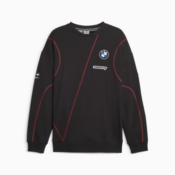 BMW M Motorsport Garage Crew Men's Sweatshirt, PUMA Black, large-ZAF