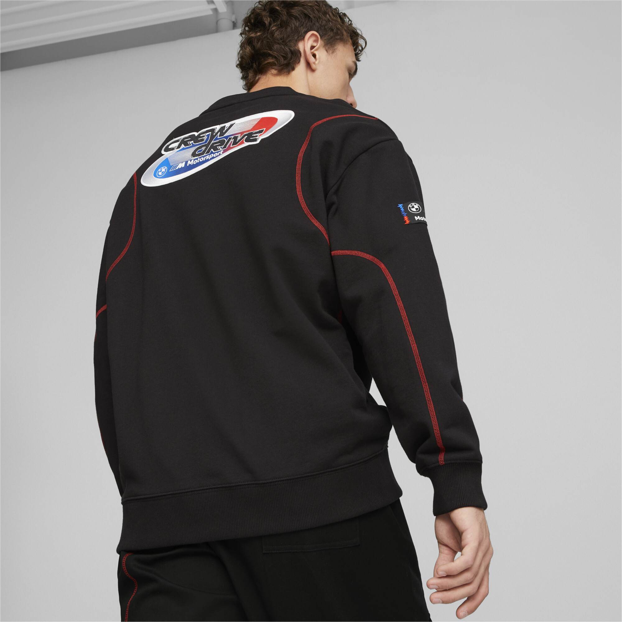 Men's PUMA BMW M Motorsport Garage Crew Sweatshirt In 10 - Black, Size XS