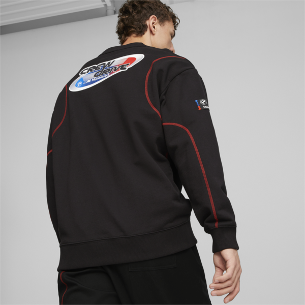 BMW M Motorsport Garage Crew Men's Sweatshirt, PUMA Black, large-ZAF