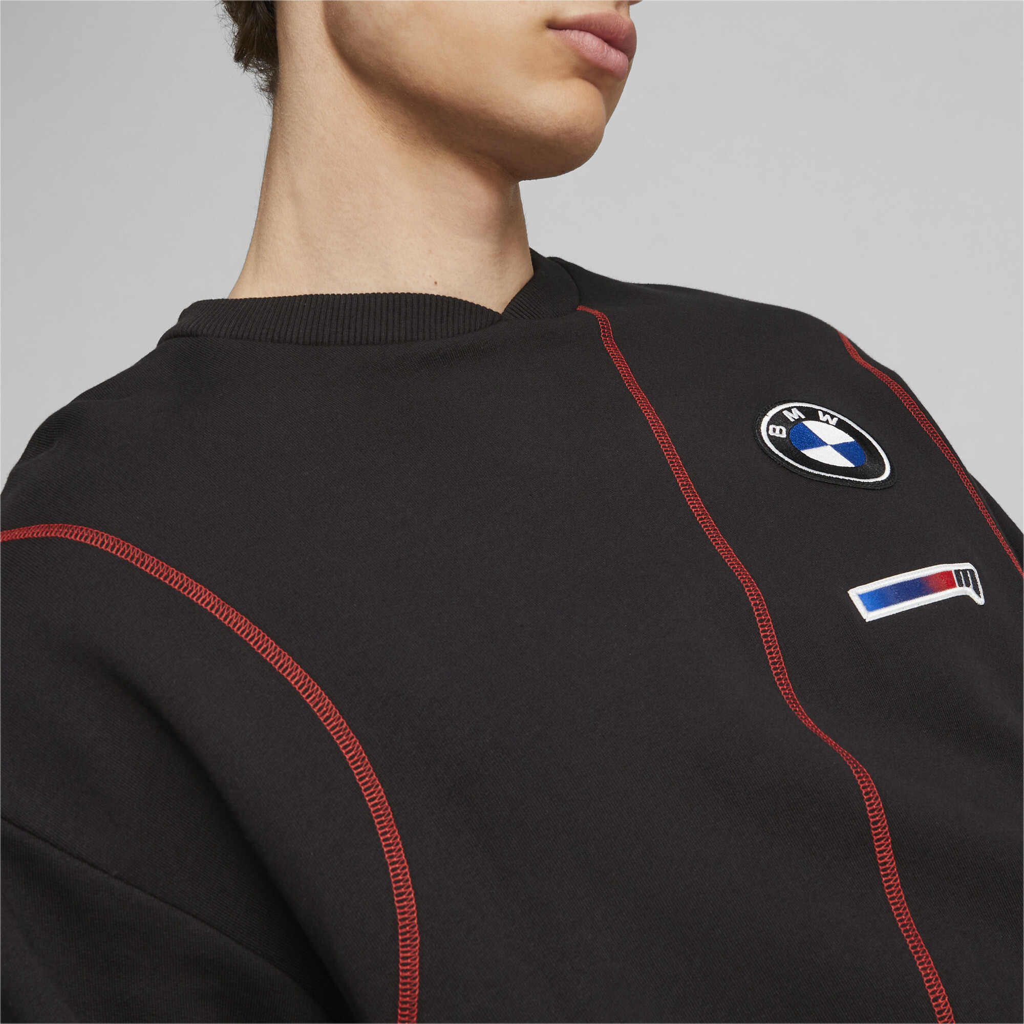 Men's PUMA BMW M Motorsport Garage Crew Sweatshirt In Black, Size Medium