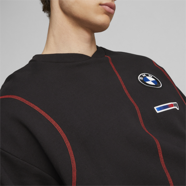 BMW M Motorsport Garage Crew Men's Sweatshirt, PUMA Black, large-ZAF