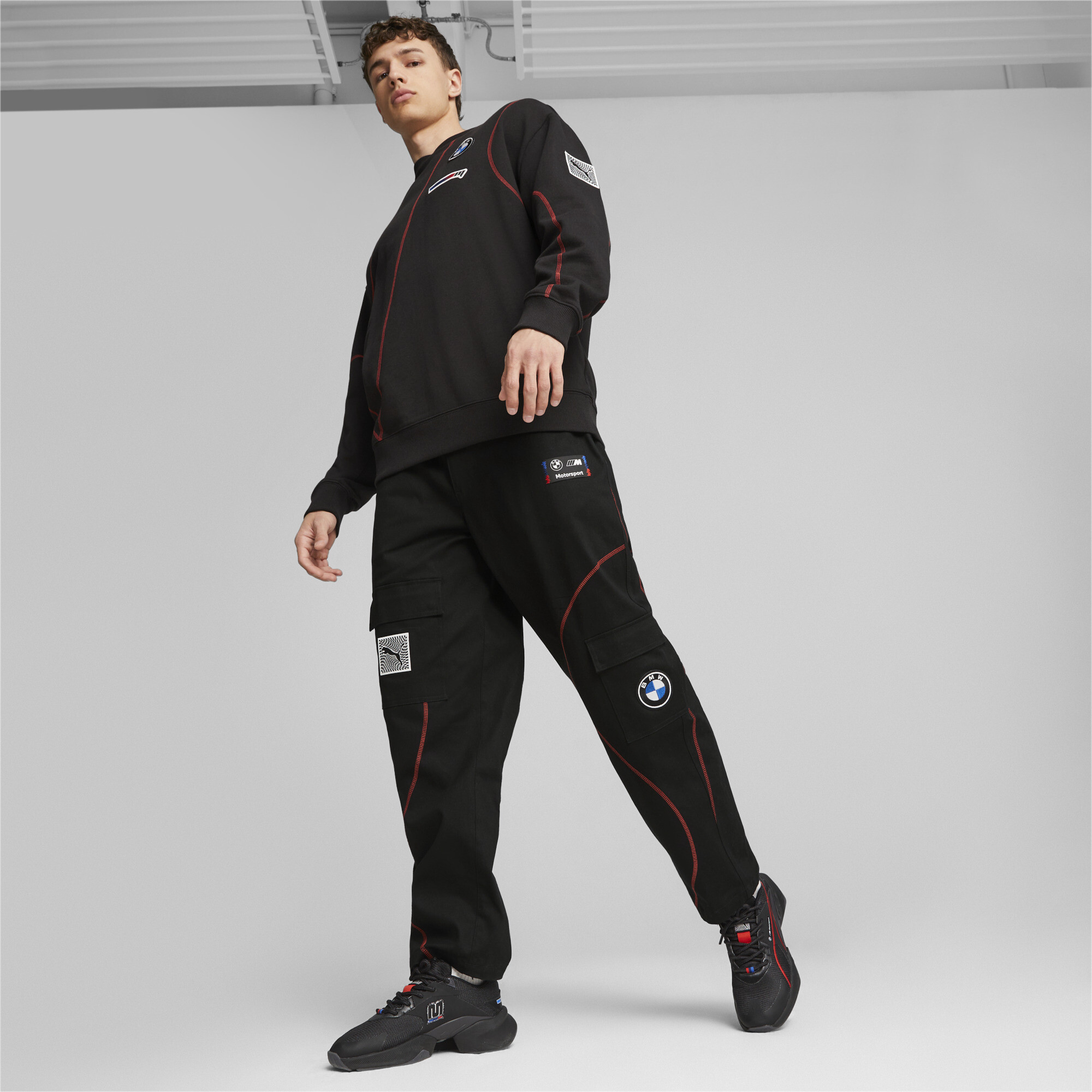 Men's PUMA BMW M Motorsport Garage Crew Sweatshirt In 10 - Black, Size XS