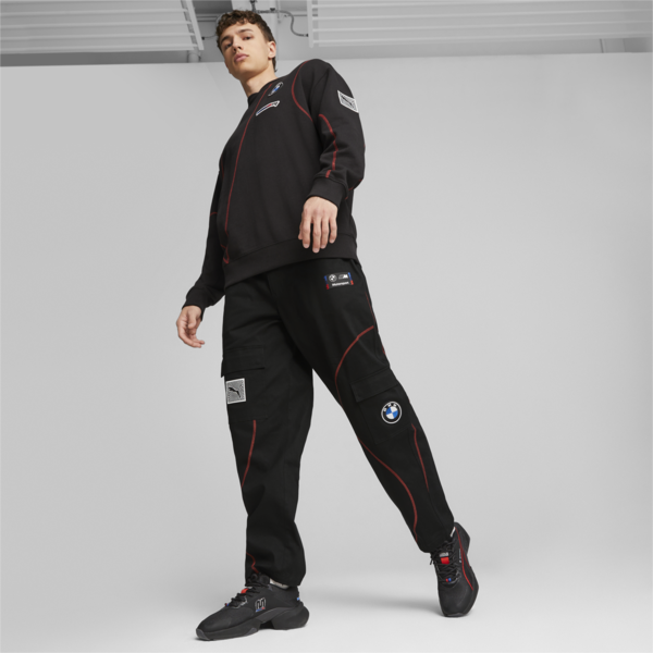 BMW M Motorsport Garage Crew Men's Sweatshirt, PUMA Black, large-ZAF