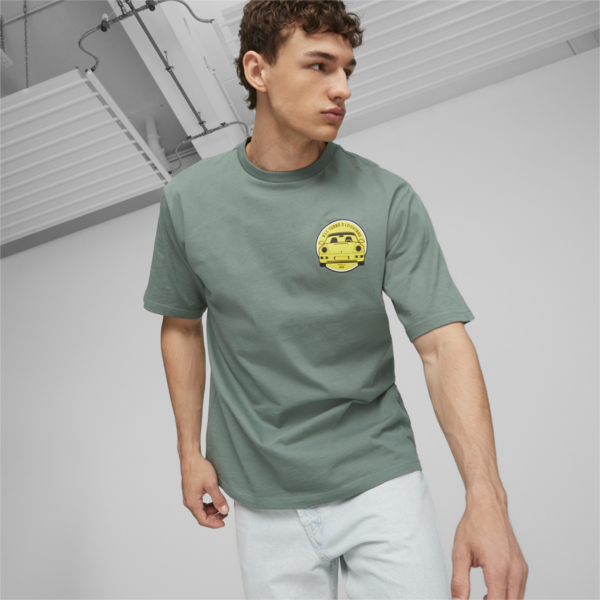 Porsche Legacy Garage Crew Men's Tee, Eucalyptus, large-ZAF