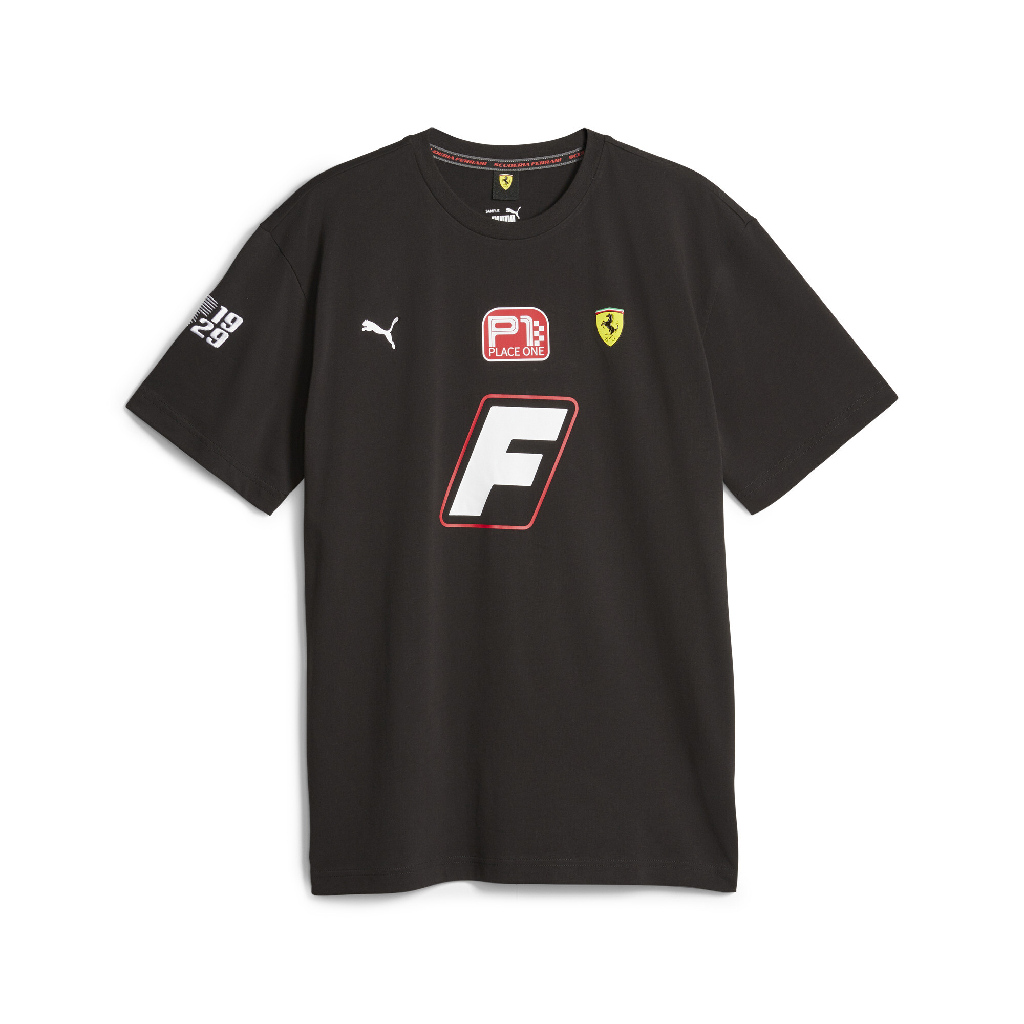 Men's PUMA Scuderia Ferrari Race Garage Crew T-Shirt In Black, Size Small, Cotton