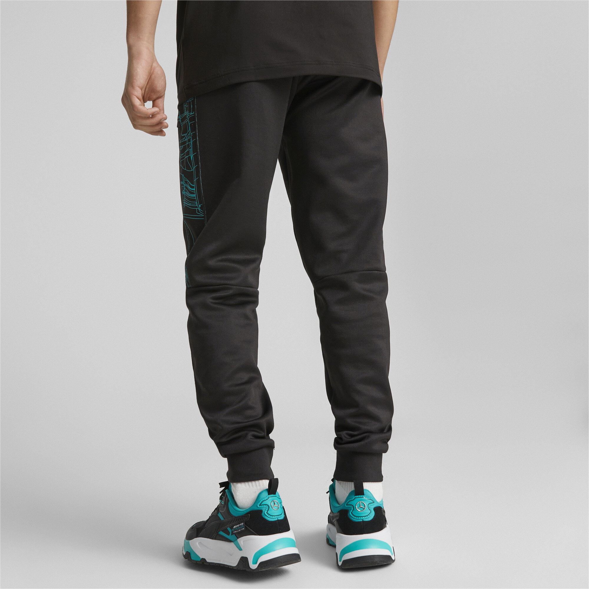 Men's PUMA Mercedes-AMG PETRONAS MT7 Regular Motorsport Track Pants In Black, Size XS