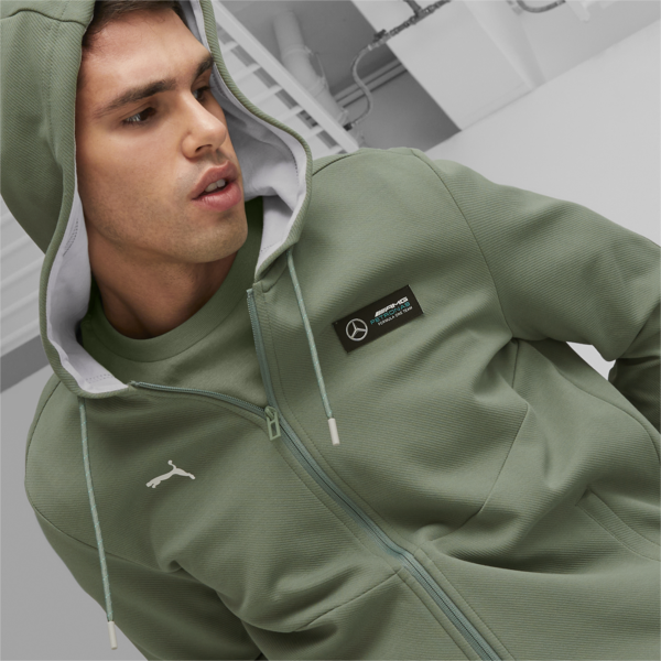 Mercedes-AMG PETRONAS Men's Motorsport Hooded Sweatshirt, Eucalyptus, large-ZAF