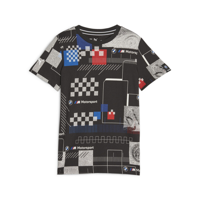 Kids PUMA BMW M Motorsport Youth All-Over-Print Tee in Black size 11-12Y