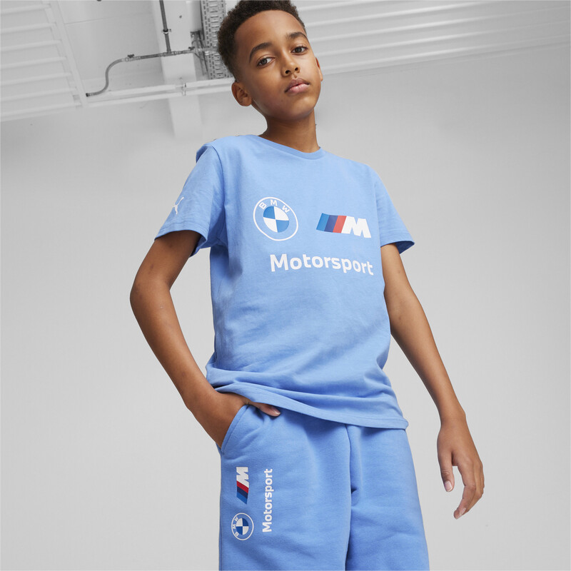 PUMA BMW M Motorsport Youth Logo Tee in Black/Blue size 11-12Y