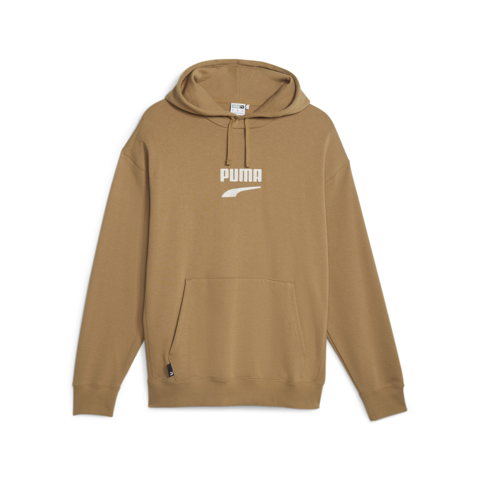 Men's PUMA DOWNTOWN Logo Hoodie In Beige, Size Medium, Cotton