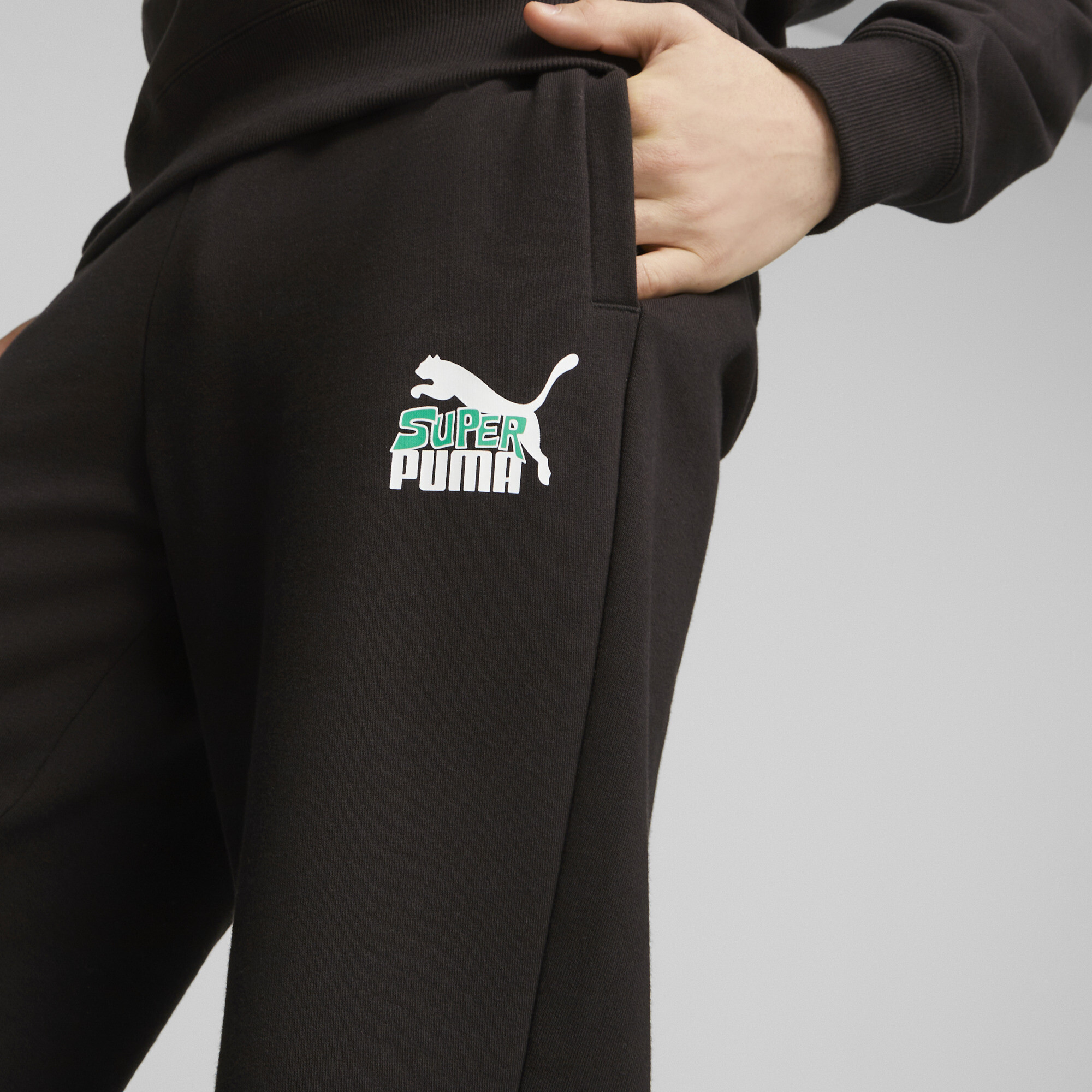 Men's Classics Super PUMA Sweatpants In Black, Size Large, Cotton