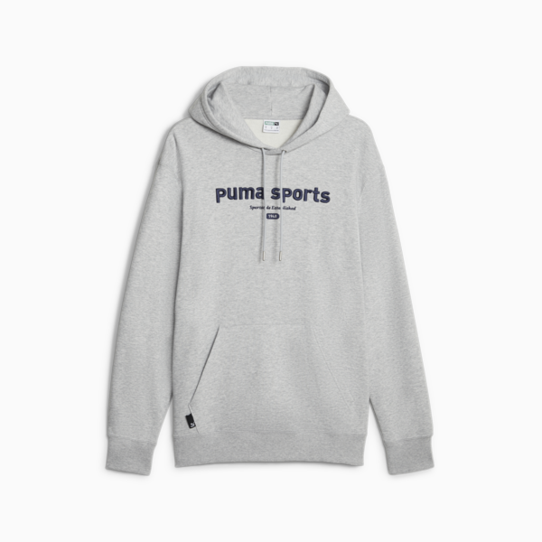 Buzo con capucha para hombre PUMA TEAM, Light Gray Heather, large-ARG