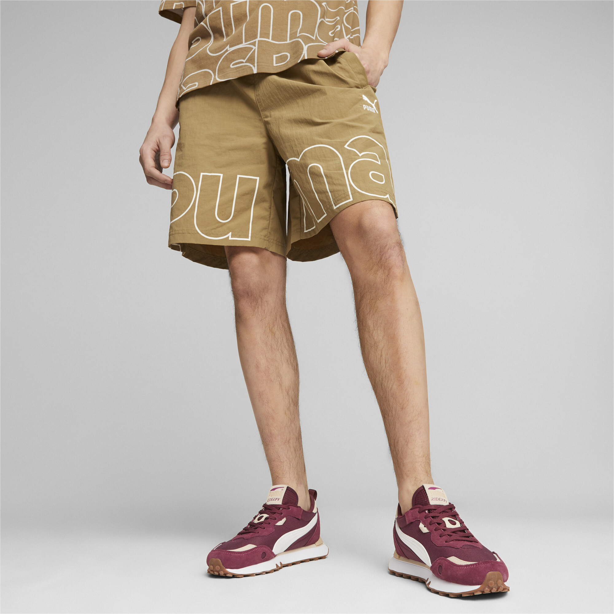 Puma shorts mens brown cheap