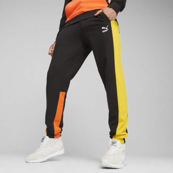 Pantalones deportivos para hombre Classics Block, PUMA Black-Hot Heat, large-ARG