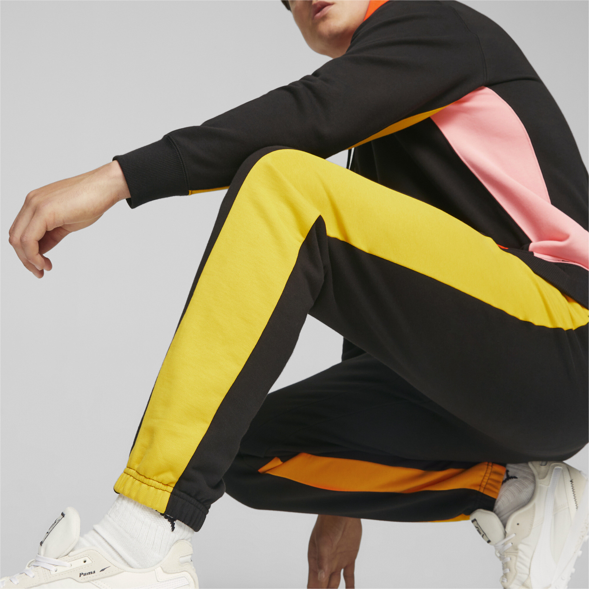Men's Puma Classics Block's Sweatpants, Black, Size XS, Clothing