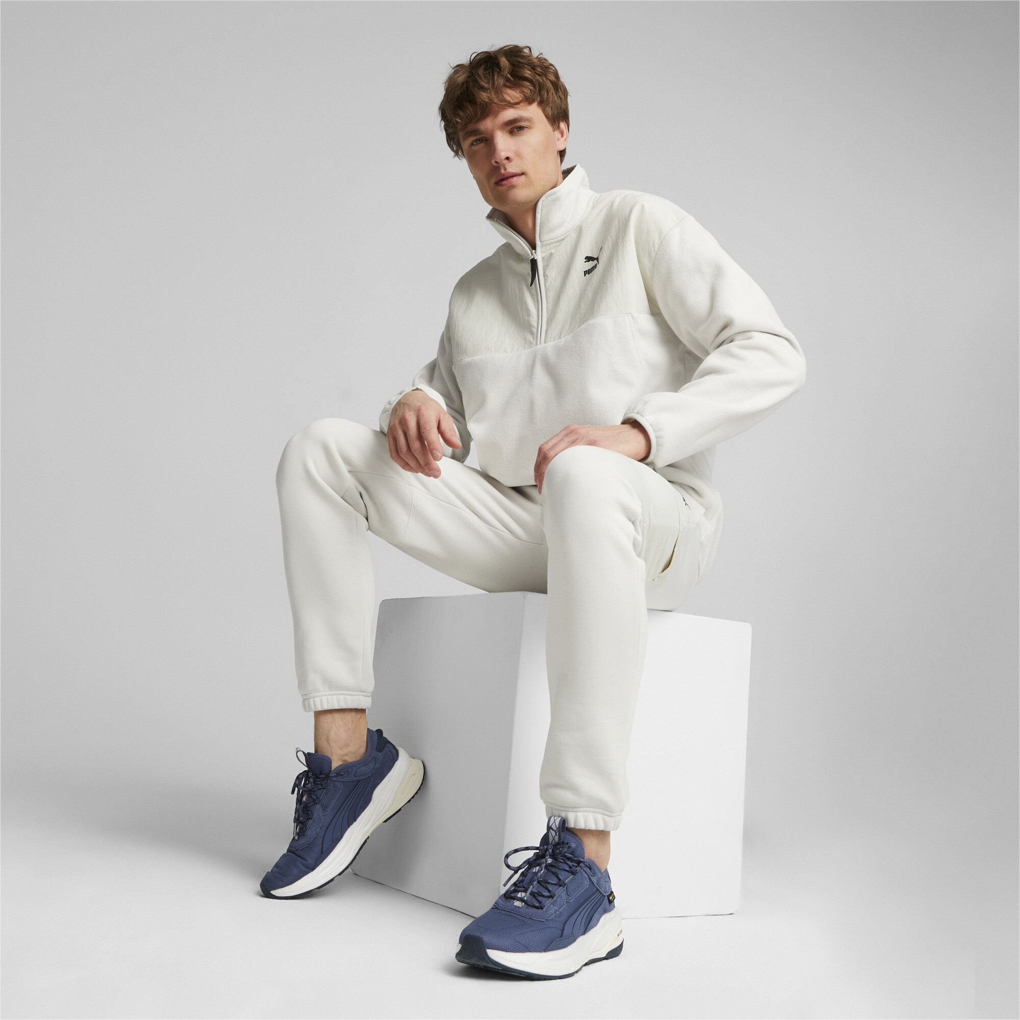 Men's Puma CLASSICS UTILITY's Half-Zip Jacket, Gray, Size L, Clothing
