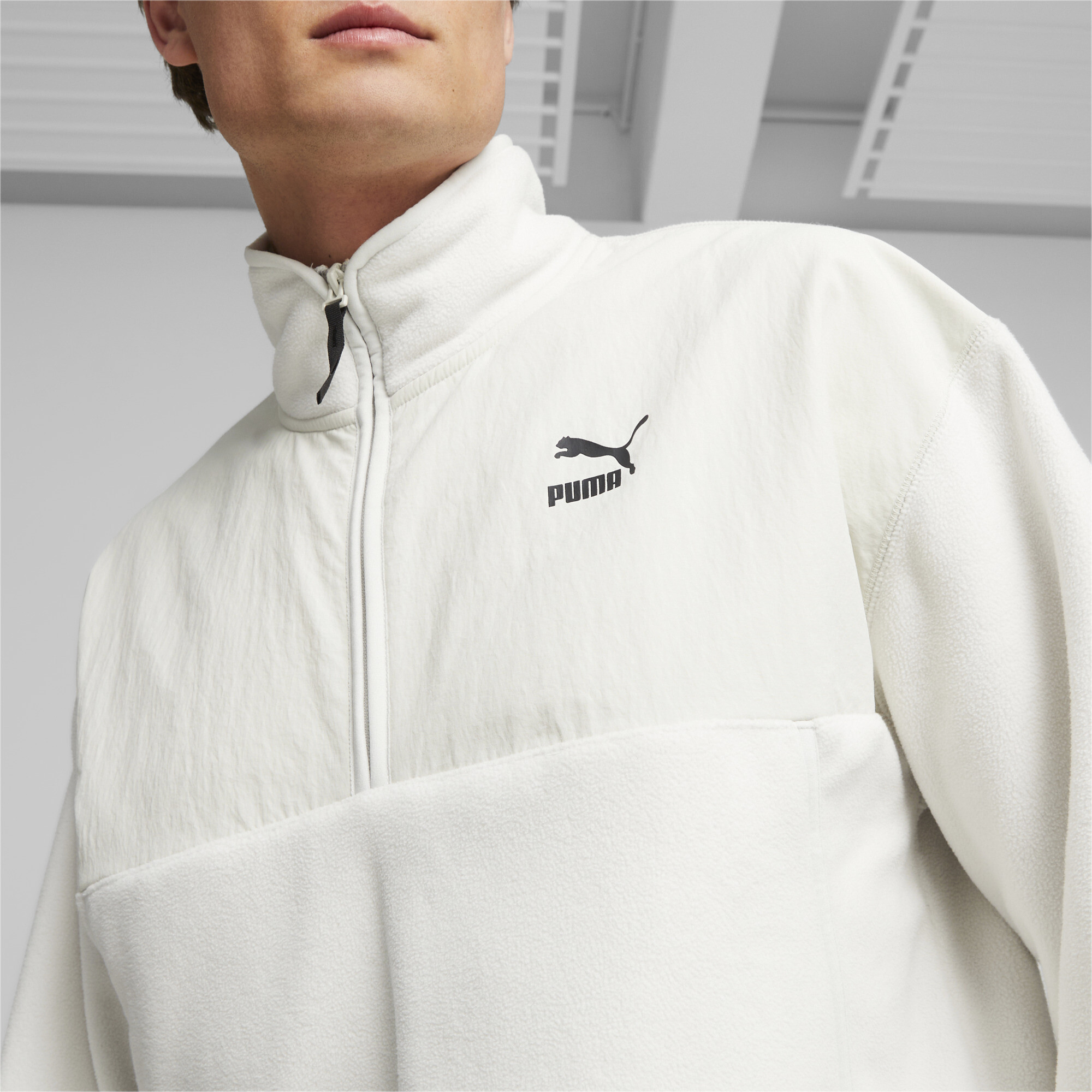 Men's Puma CLASSICS UTILITY's Half-Zip Jacket, Gray, Size S, Clothing