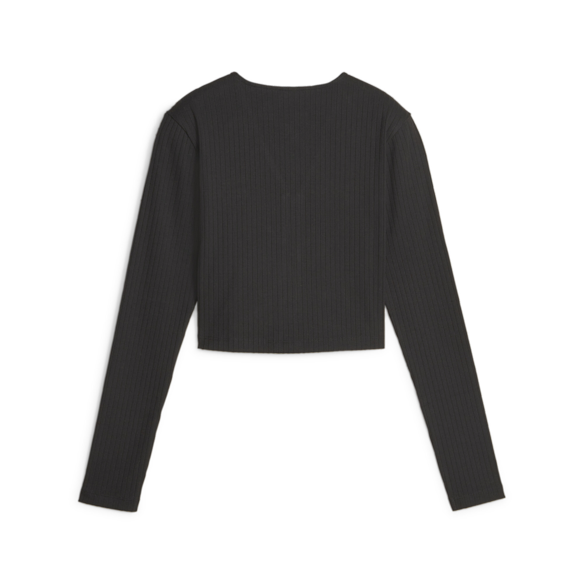 Women's PUMA Classics Ribbed Long Sleeve Shirt In Black, Size XL