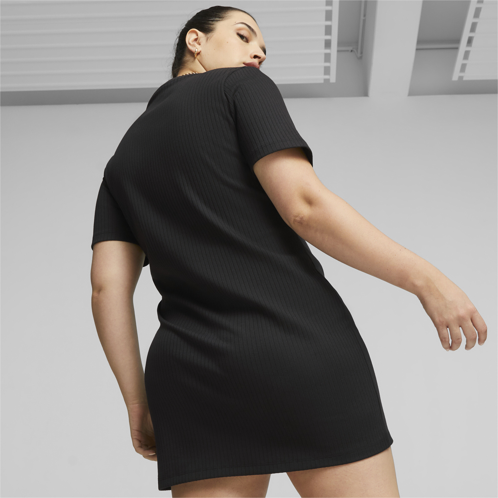Women's Puma Classics's Ribbed Dress, Black, Size 3XL, Clothing