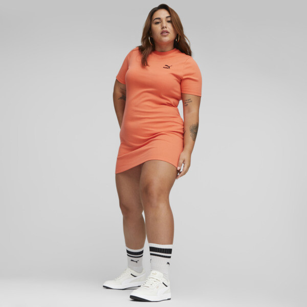 Classics Women s Ribbed Dress orange PUMA