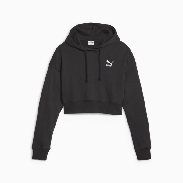 Classics Women's Cropped Hoodie, PUMA Black, large-ZAF