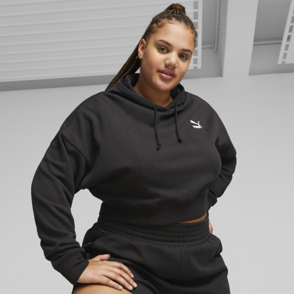 Classics Women's Cropped Hoodie, PUMA Black, large-ZAF