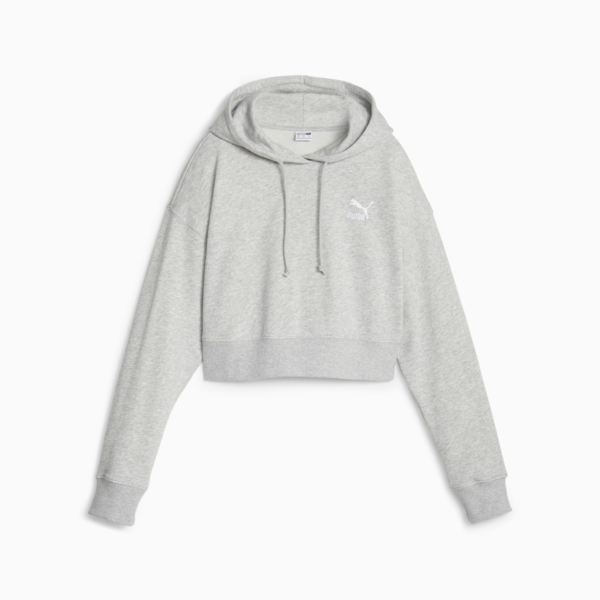 Classics Women's Cropped Hoodie, Light Gray Heather, large-ZAF