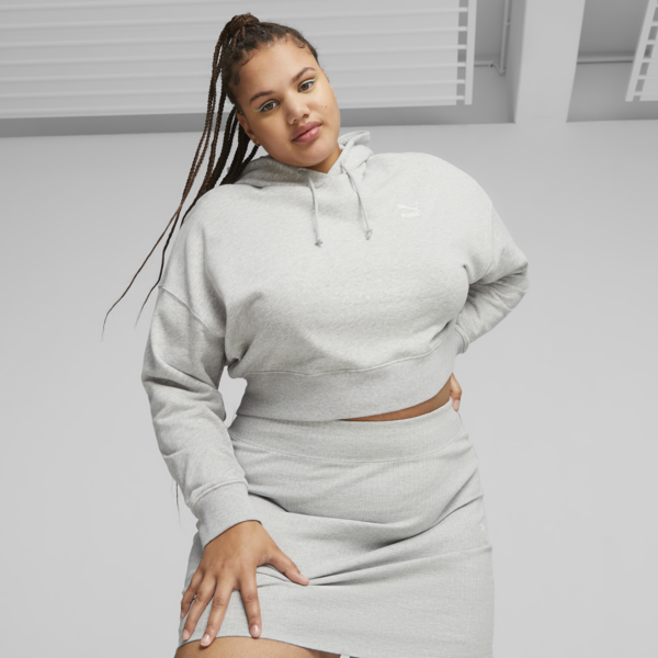 Classics Women's Cropped Hoodie, Light Gray Heather, large-ZAF