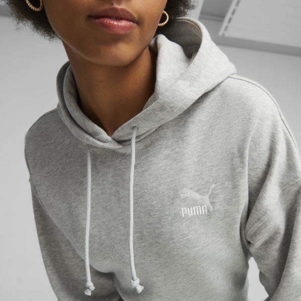 Classics Women's Cropped Hoodie, Light Gray Heather, large-ZAF