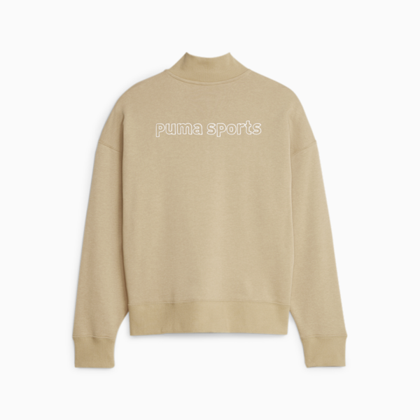 PUMA TEAM Women's Half-Zip Sweatshirt, Sand Dune, large-ZAF