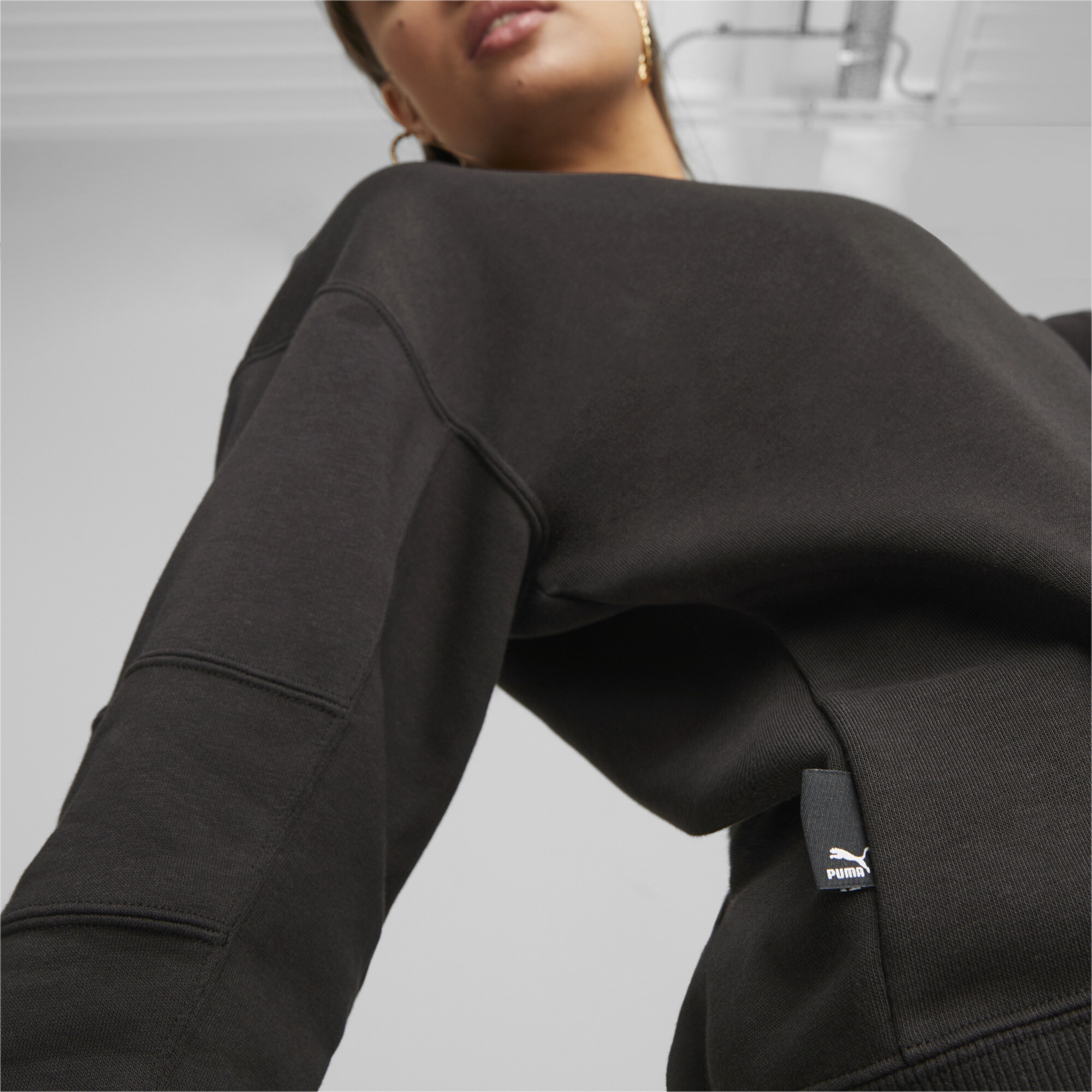 Women's PUMA TEAM Sweatshirt In Black, Size 2X-Small