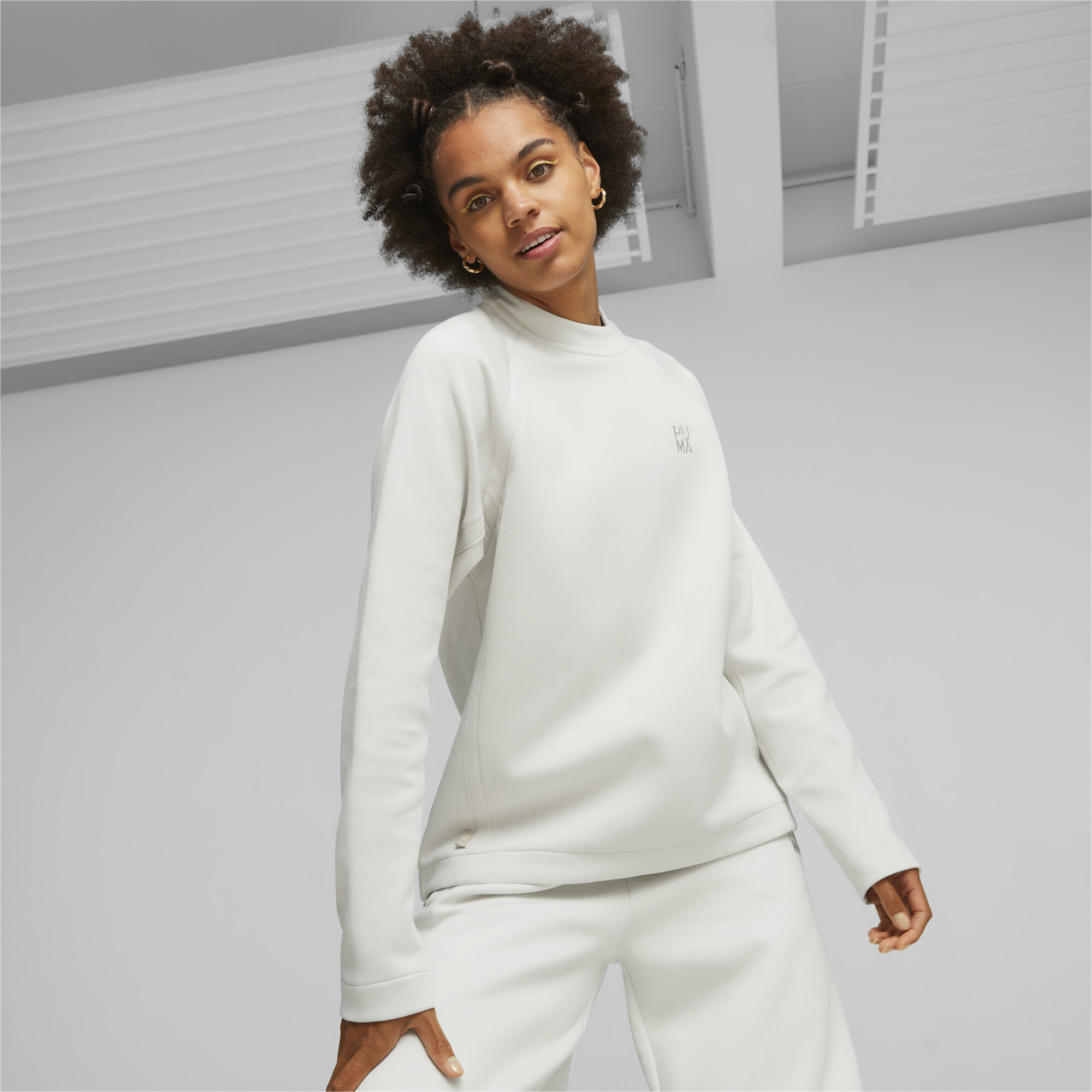 Women's PUMA INFUSE Sweatshirt In Gray, Size Small