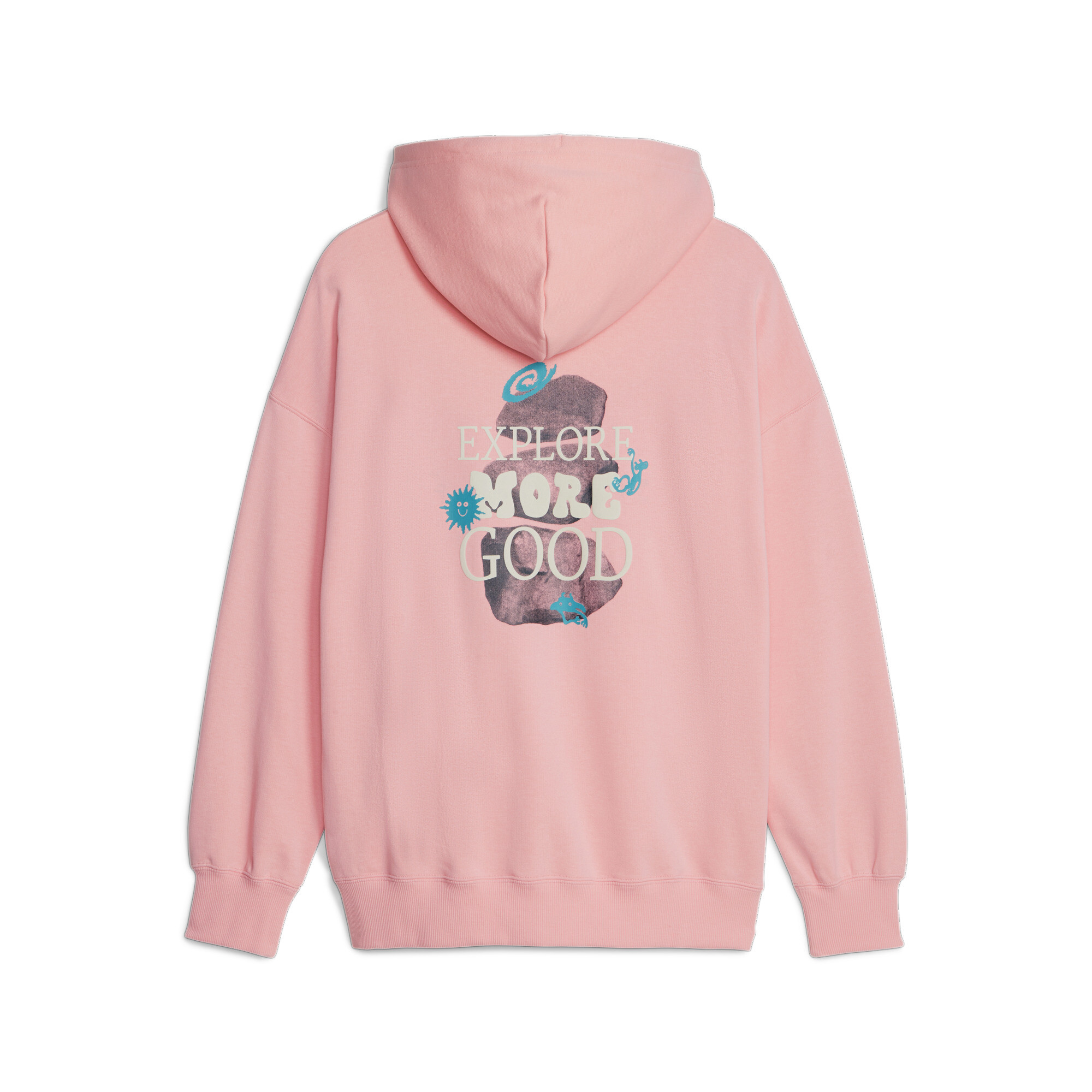 Women's PUMA DOWNTOWN Oversized Graphic Hoodie In Pink, Size XS