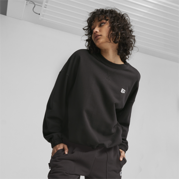 DOWNTOWN Women's Oversized Sweatshirt, PUMA Black, large-ZAF