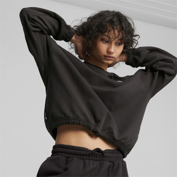 Womens black puma sweatshirt hotsell