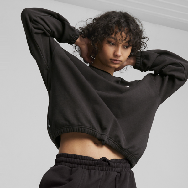 DOWNTOWN Women's Oversized Sweatshirt, PUMA Black, large-ZAF