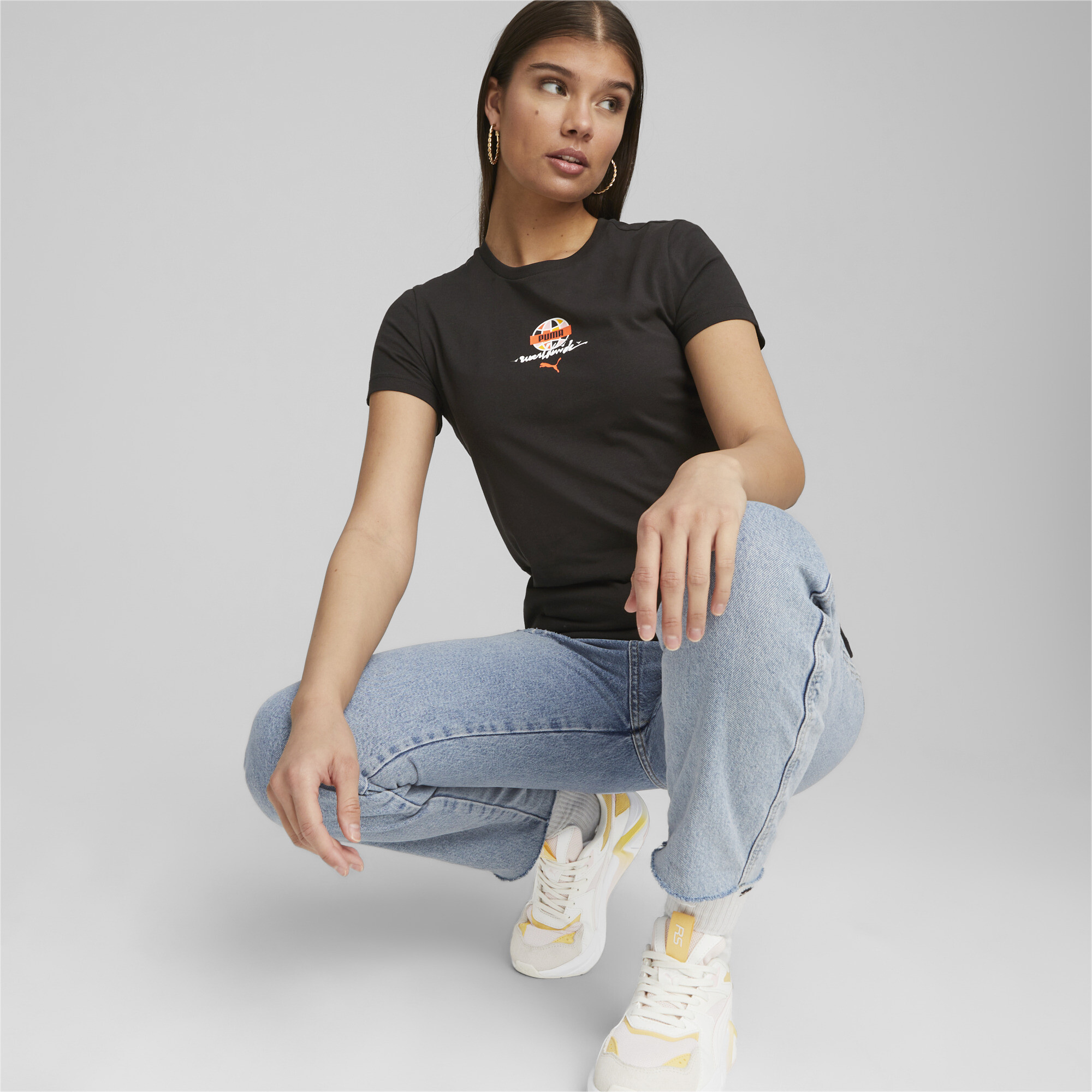 Women's Sportswear By PUMA Graphic T-Shirt In Black, Size Small
