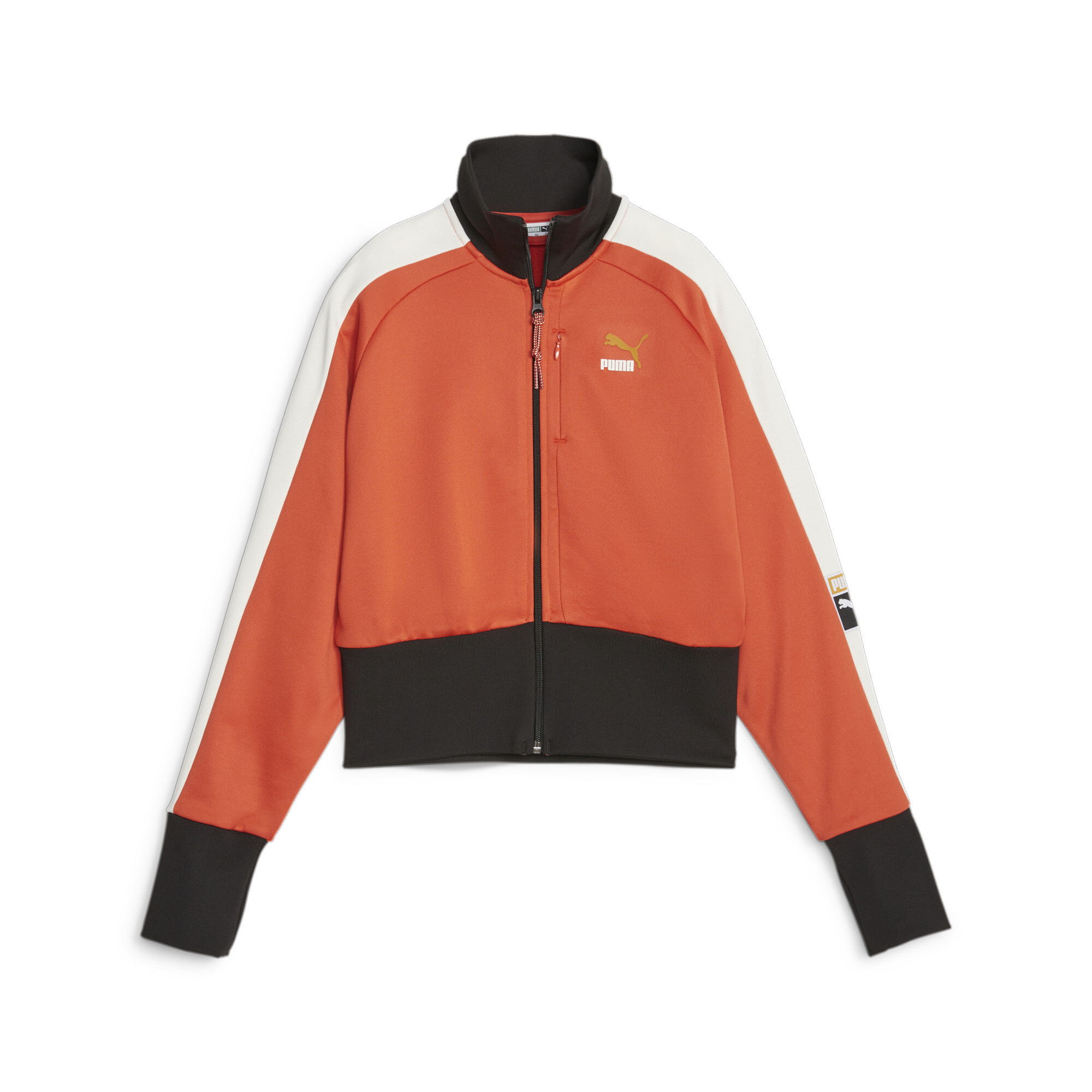 Women's PUMA T7 Track Jacket In Orange, Size Small