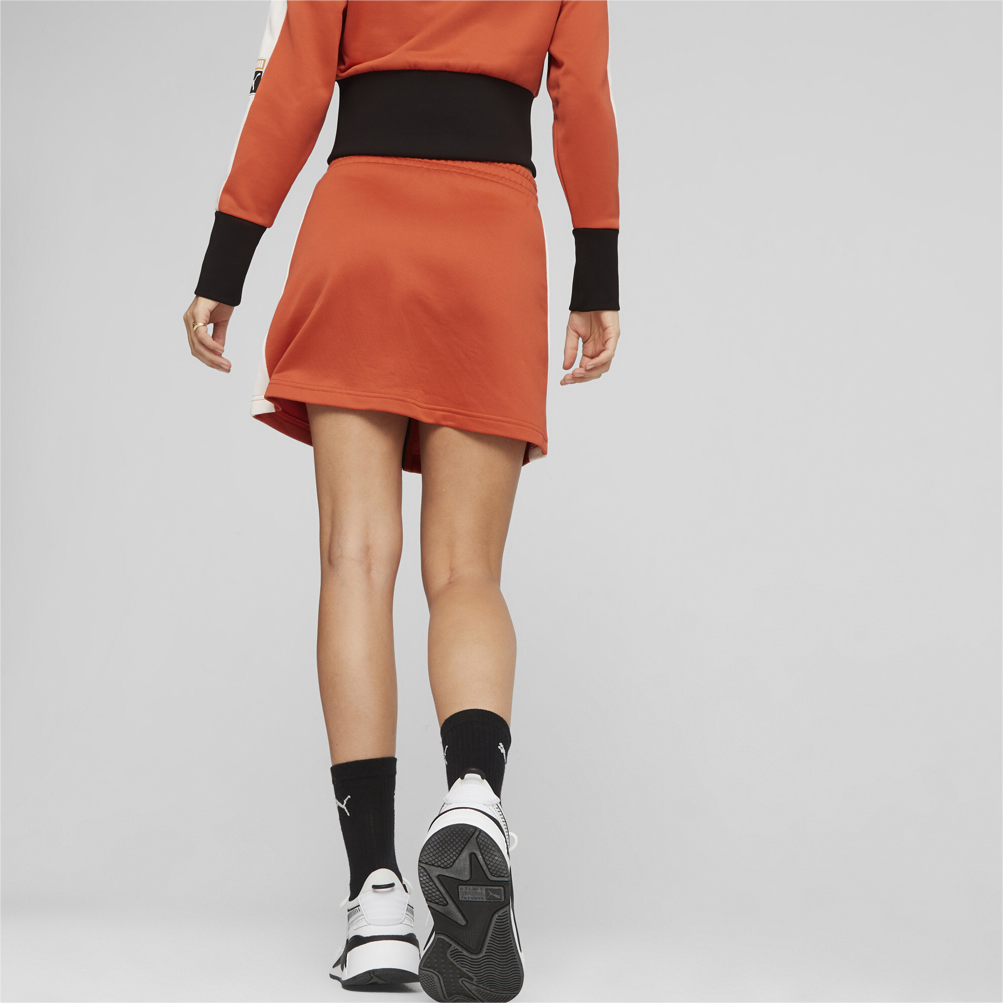 Women's PUMA T7 Forward History Skirt In Orange, Size Small