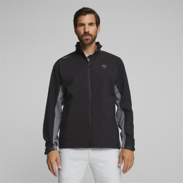 DRYLBL Men's Golf Rain Jacket, PUMA Black-Slate Sky, large-ZAF