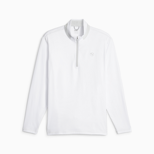 Men's Golf Lightweight Quarter-Zip, White Glow-Ash Gray, large-ZAF
