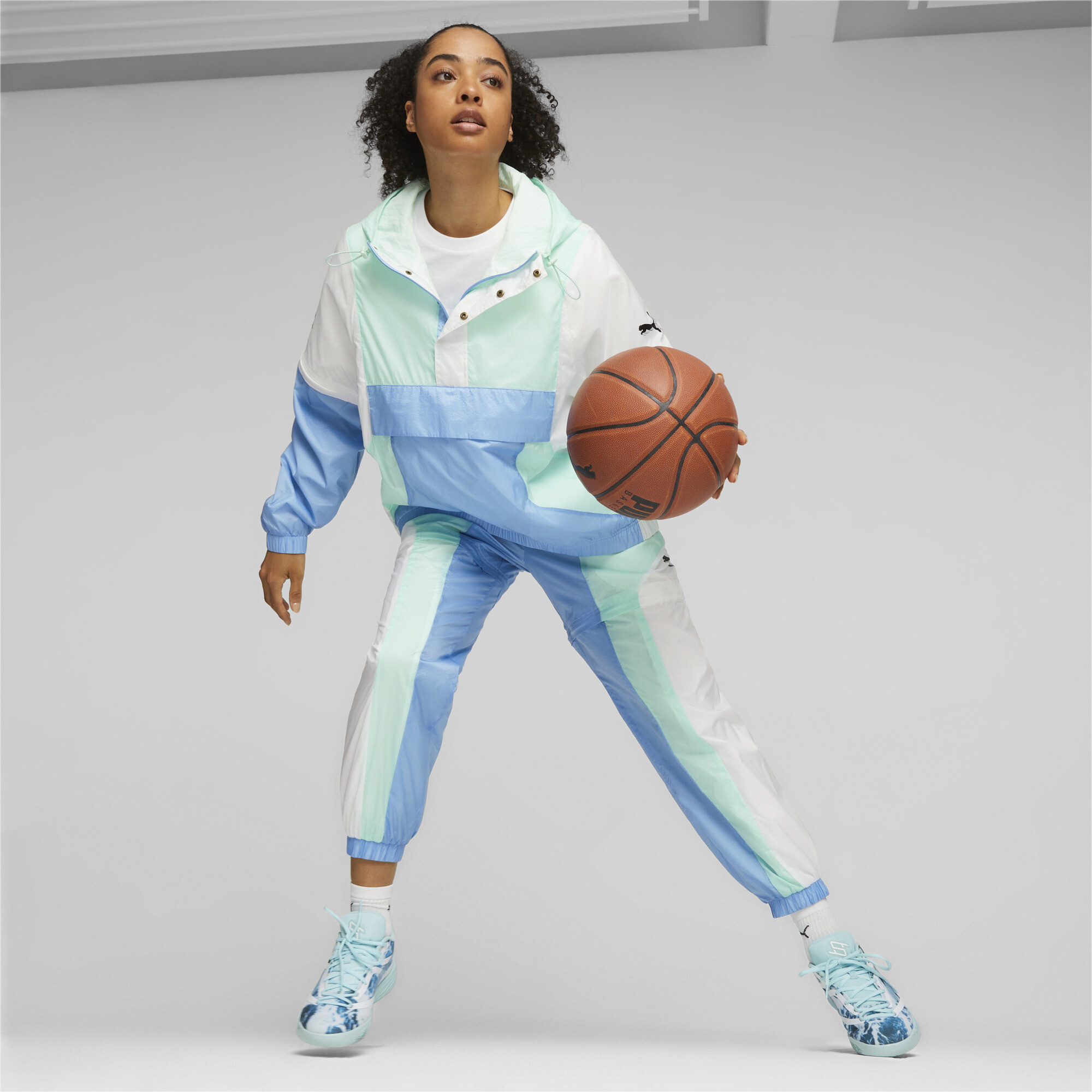 Women's Puma STEWIE X WATER's Basketball Anorak, White, Size XL, Clothing