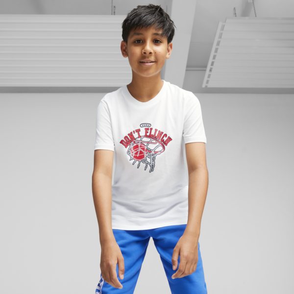Basketball Graphic Youth Tee, PUMA White, large-ZAF