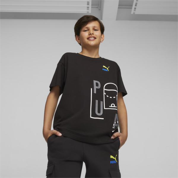 Classics FTR Baller Youth Logo Tee, PUMA Black, large-ZAF