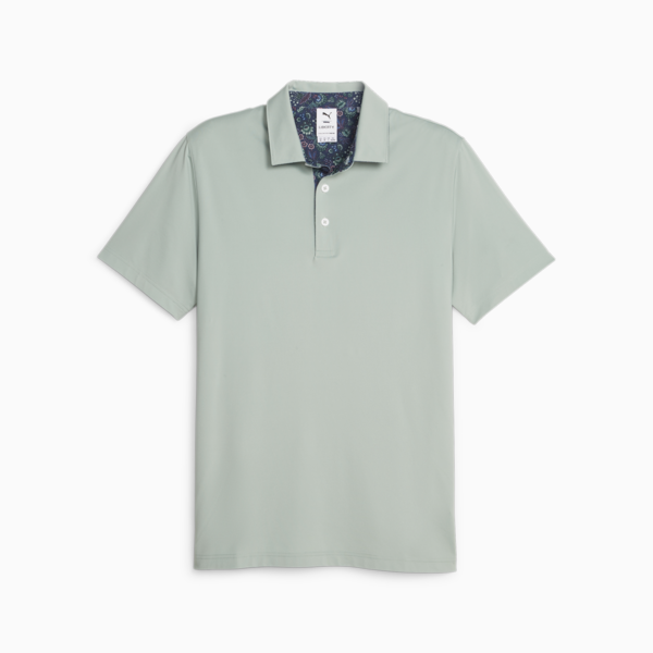 PUMA x LIBERTY Solid Men's Golf Polo, Green Fog-Navy Blazer, large-ZAF